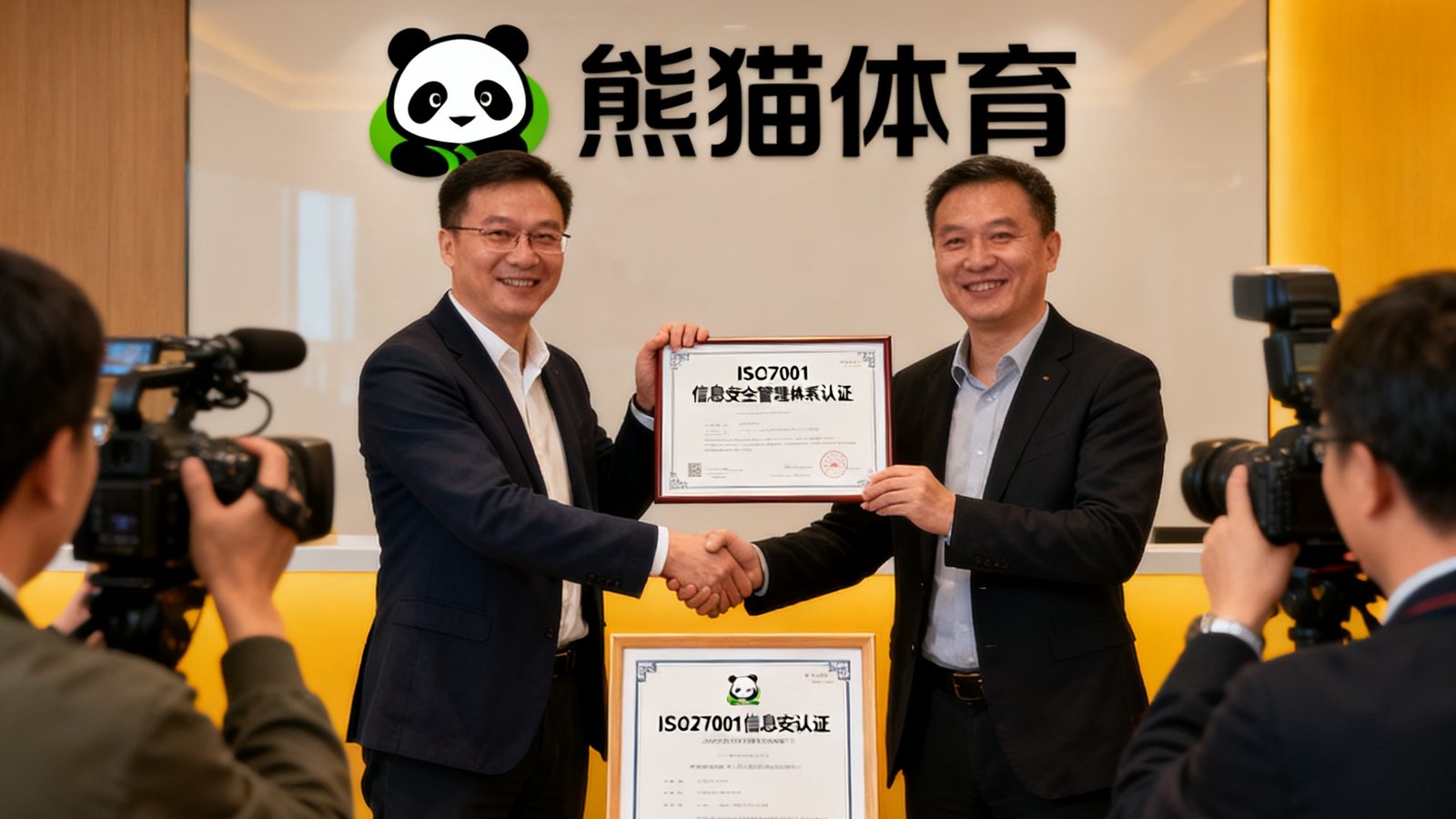 熊猫体育荣获ISO27001信息安全管理体系认证证书的颁发现场照片